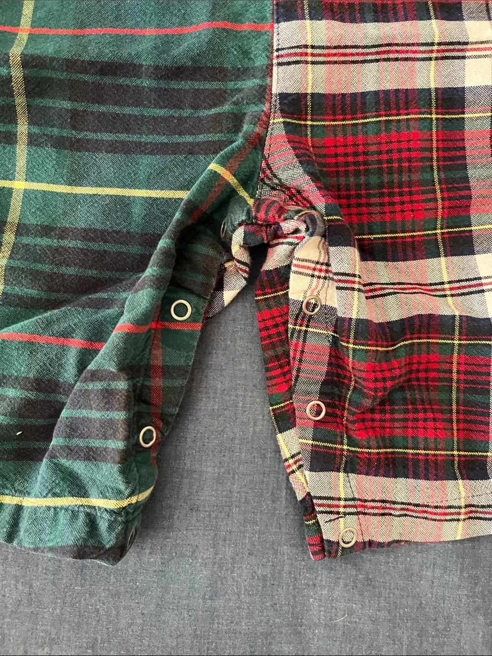 Ralph Lauren Red and Green Plaid Mixed-Pattern Baby One-Piece